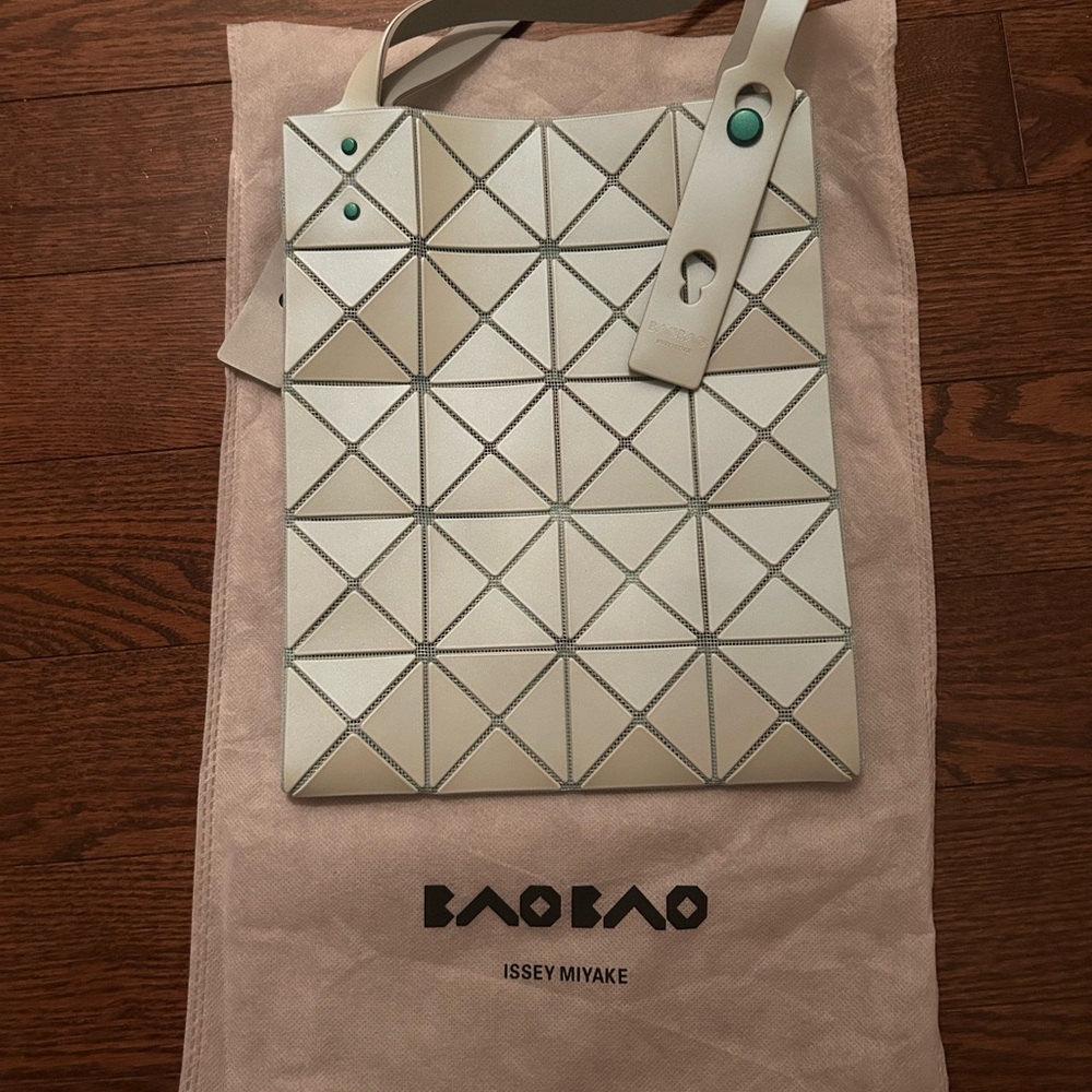 Issey Miyake Light Green Geometric Tote Bag
